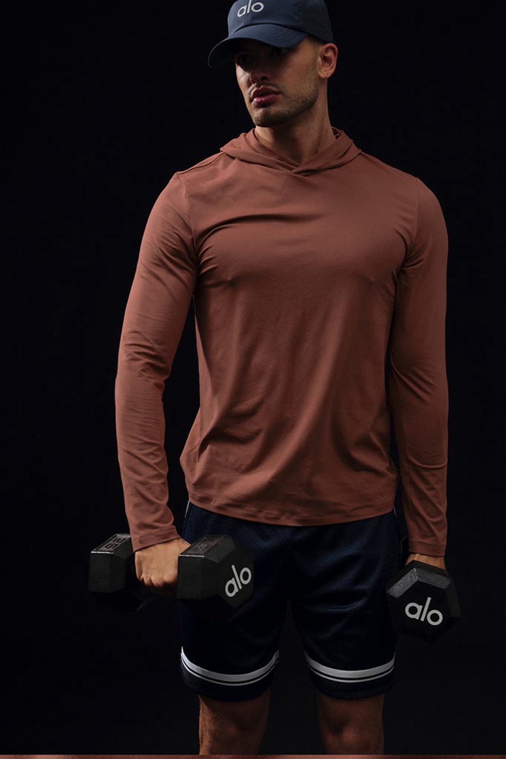 Manga Larga Alo Yoga Conquer Reform With Hood Hombre Chestnut | Mexico  OSJ-572093