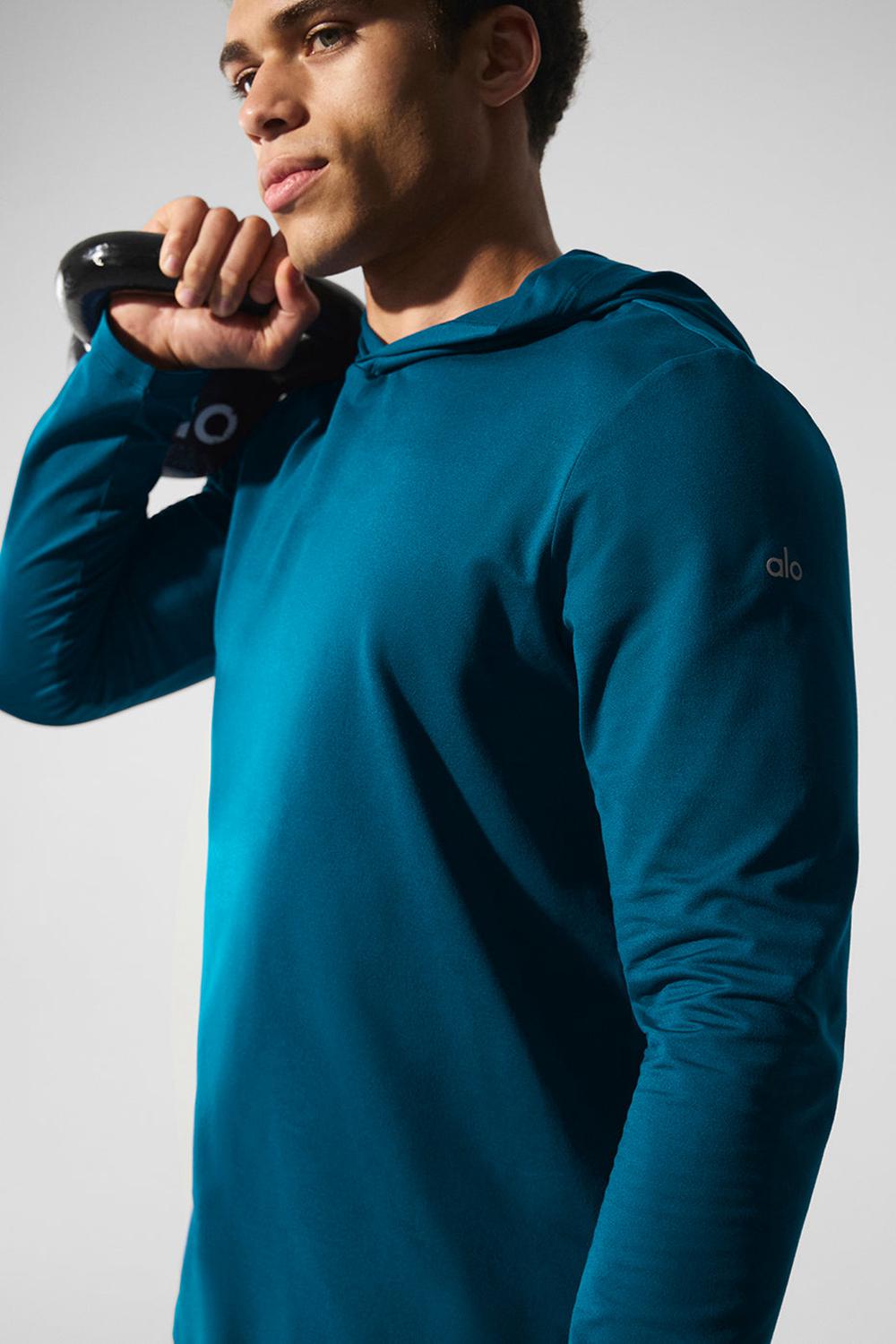 Manga Larga Alo Yoga Conquer Reform With Hood Hombre Azules | Mexico  HUE-345270