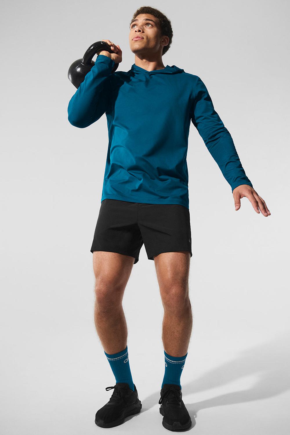 Manga Larga Alo Yoga Conquer Reform With Hood Hombre Azules | Mexico  HUE-345270