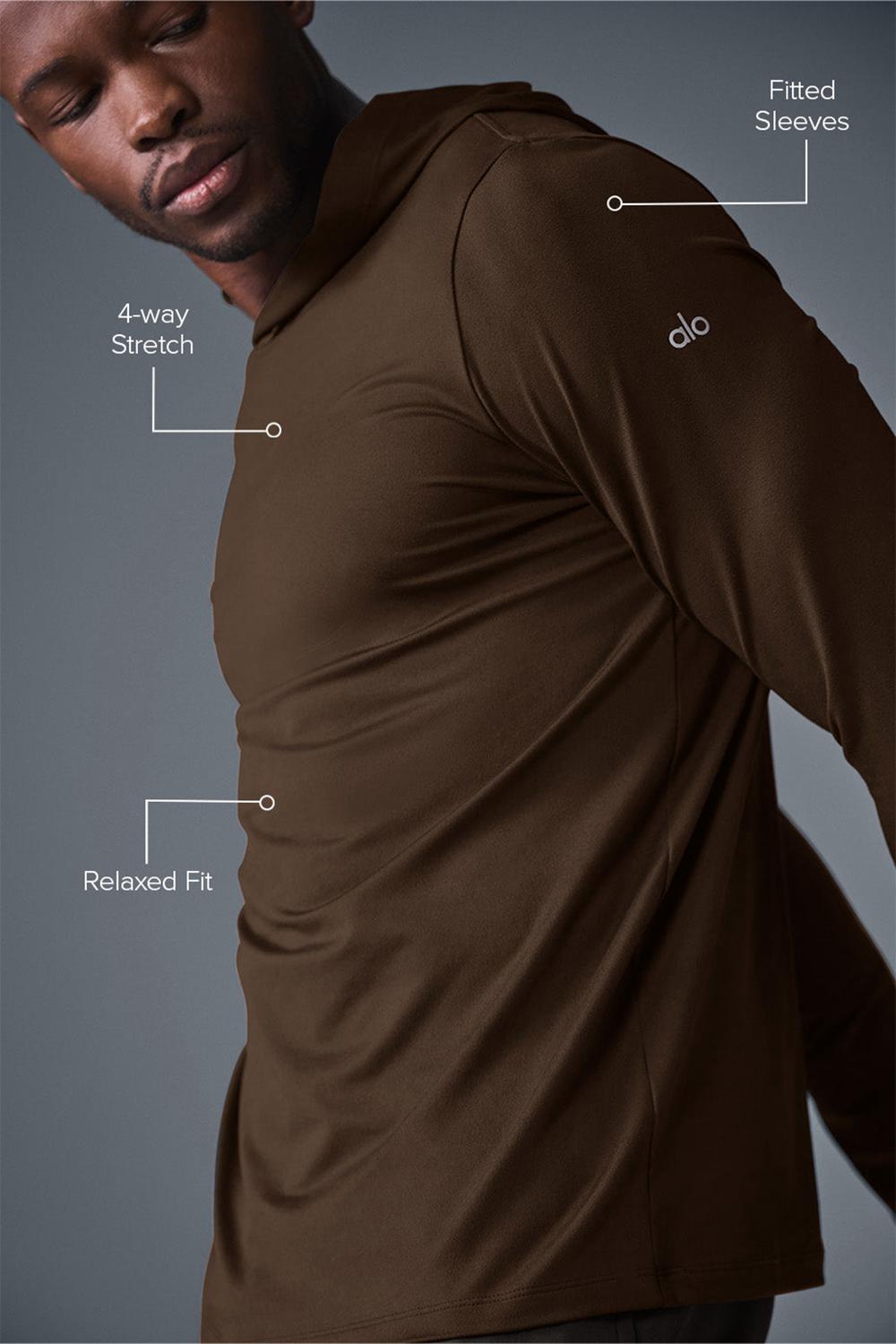 Manga Larga Alo Yoga Conquer Reform With Hood Hombre Espresso | Mexico  LOY-459036
