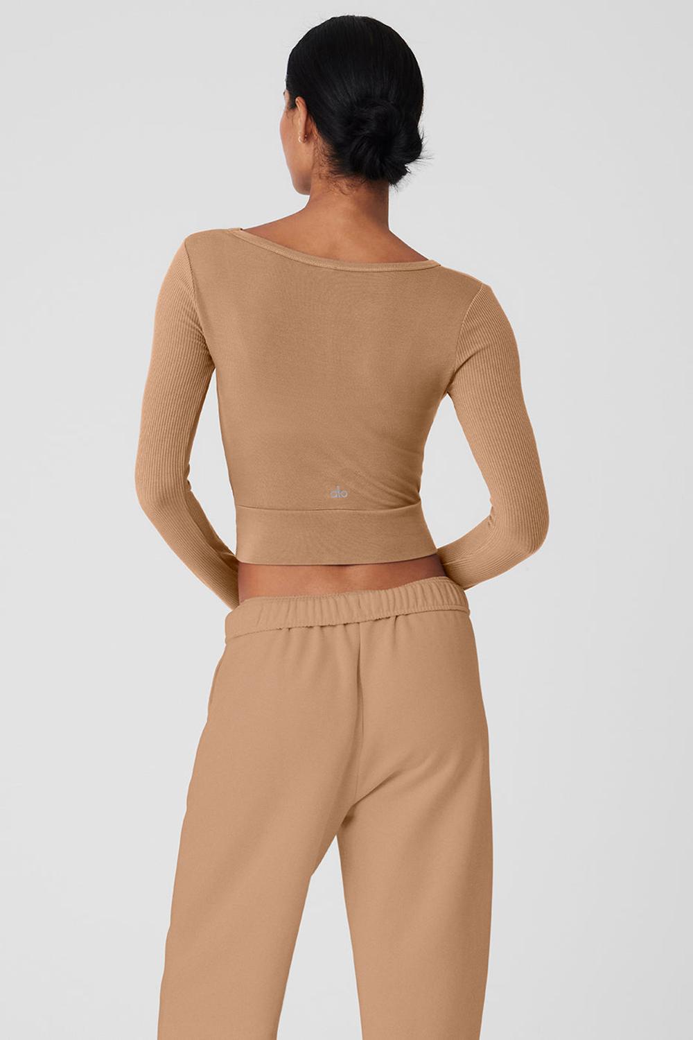 Manga Larga Alo Yoga Cover Top Mujer Toasted Almond | Mexico  UYP-047321