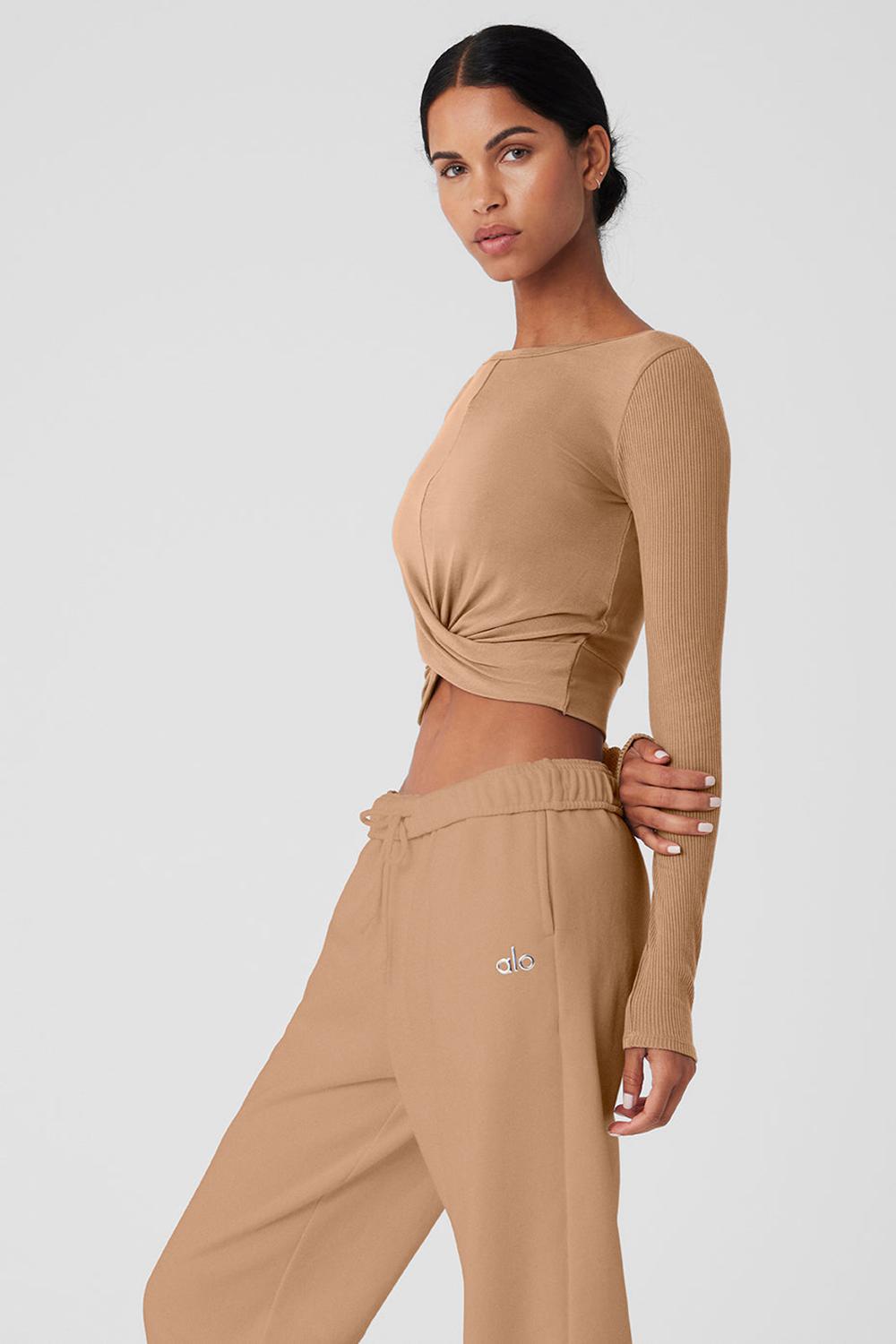 Manga Larga Alo Yoga Cover Top Mujer Toasted Almond | Mexico  UYP-047321