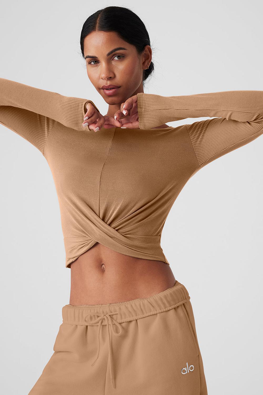 Manga Larga Alo Yoga Cover Top Mujer Toasted Almond | Mexico  UYP-047321