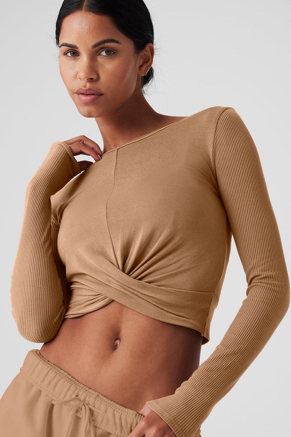 Manga Larga Alo Yoga Cover Top Mujer Toasted Almond | Mexico  UYP-047321