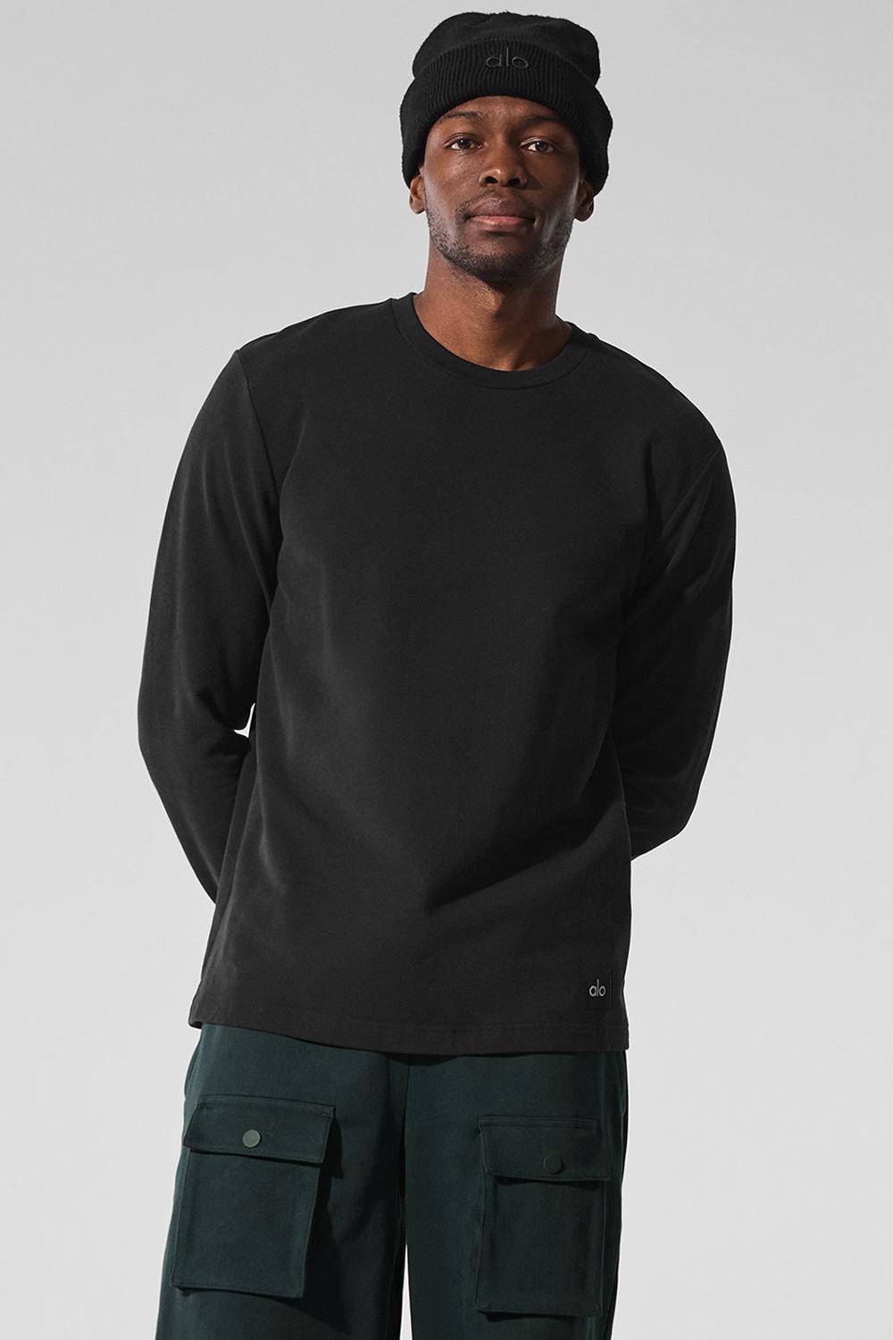 Manga Larga Alo Yoga Double Take Crew Hombre Negros | Mexico  MNZ-641389