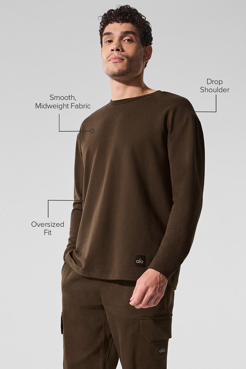 Manga Larga Alo Yoga Double Take Crew Hombre Espresso | Mexico  UGP-648957