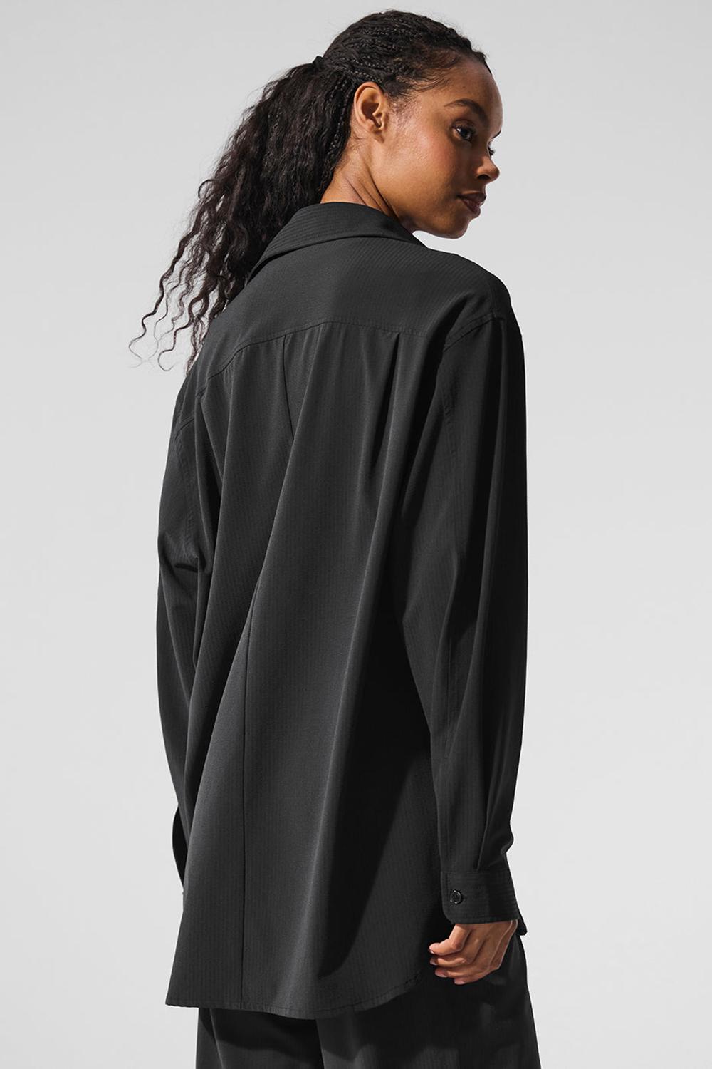 Manga Larga Alo Yoga Dreamscape Button Down Mujer Negros | Mexico  BTG-834910