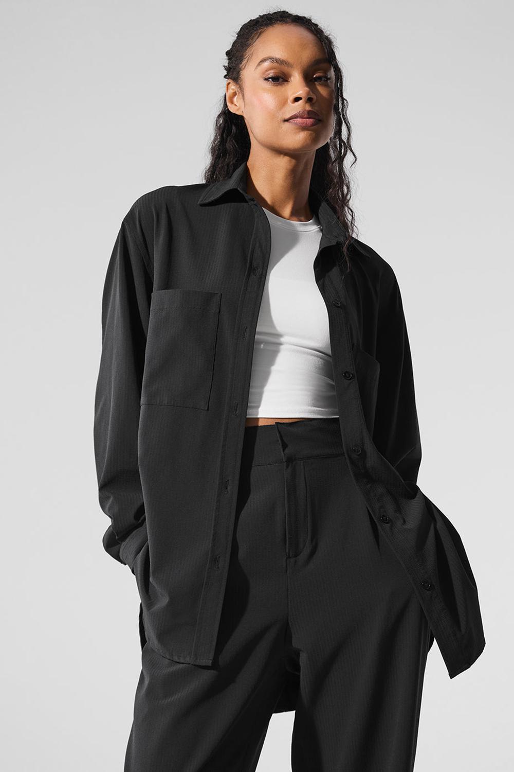 Manga Larga Alo Yoga Dreamscape Button Down Mujer Negros | Mexico  BTG-834910