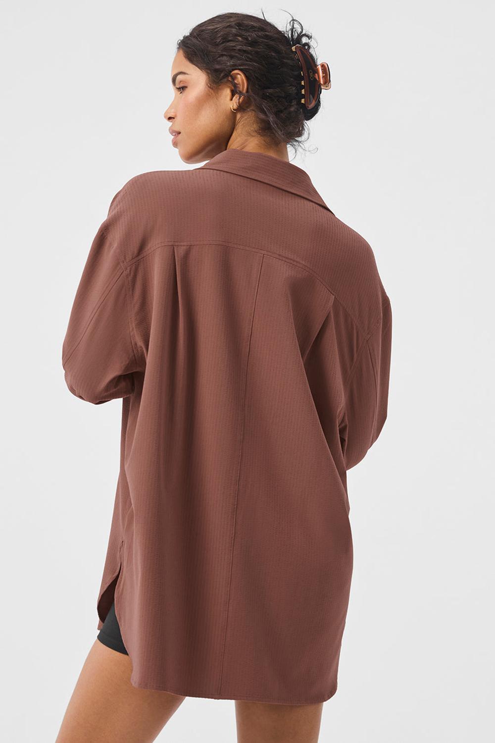 Manga Larga Alo Yoga Dreamscape Button Down Mujer Chestnut | Mexico  XRH-395087