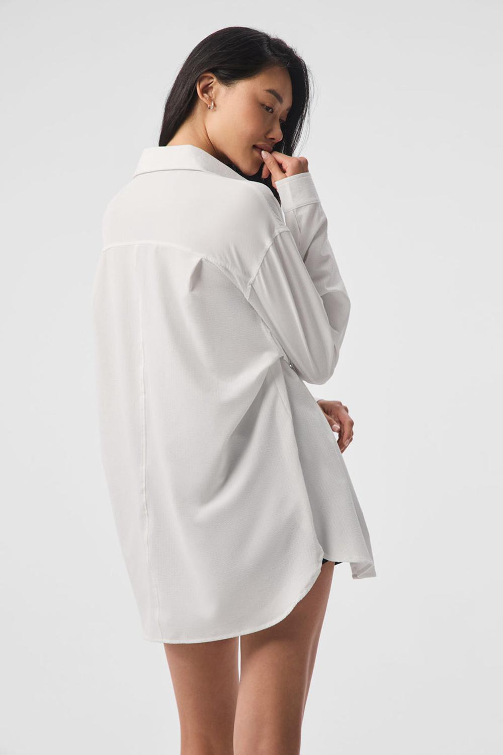 Manga Larga Alo Yoga Dreamscape Button Down Mujer Blancos | Mexico  APC-796830