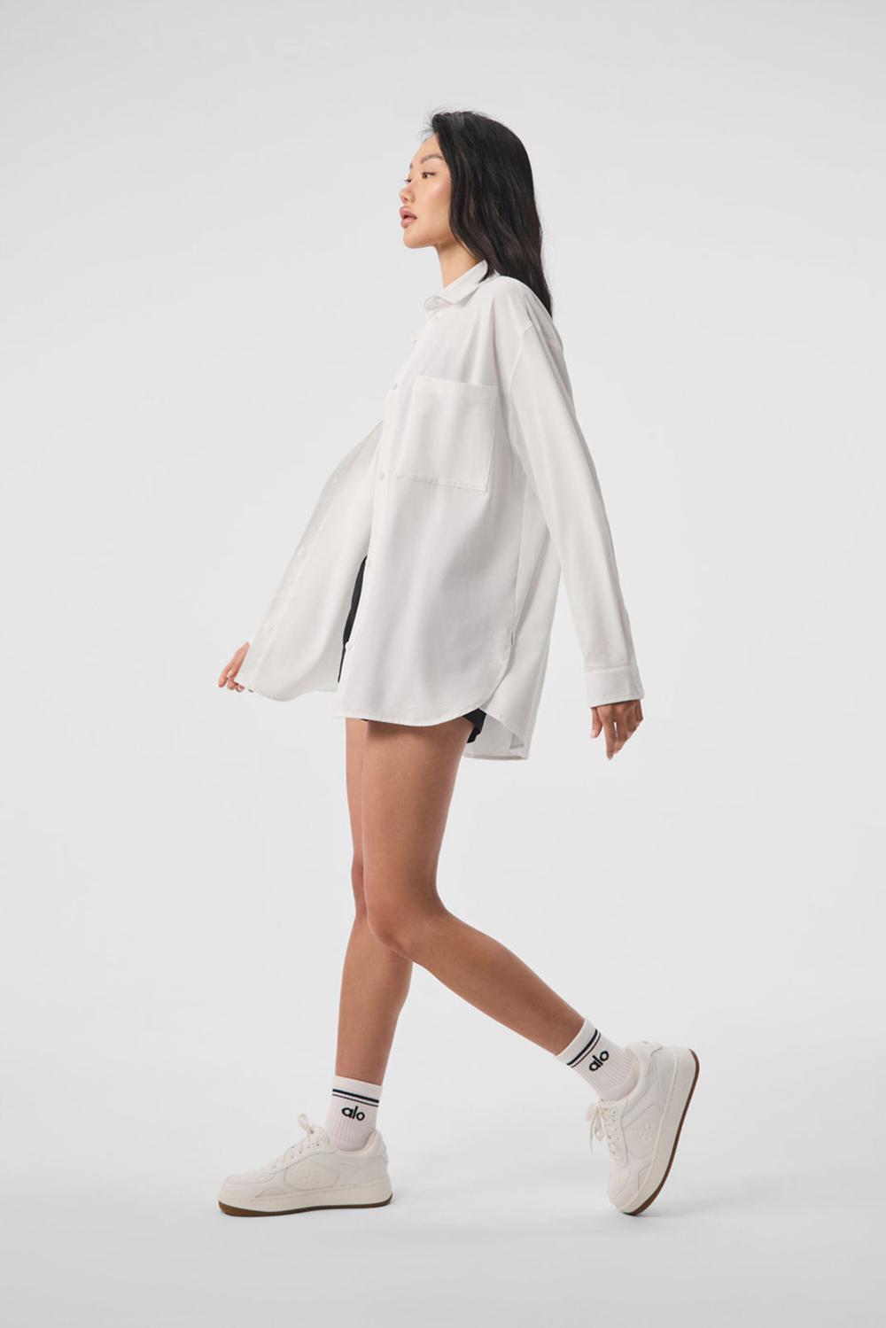 Manga Larga Alo Yoga Dreamscape Button Down Mujer Blancos | Mexico  APC-796830