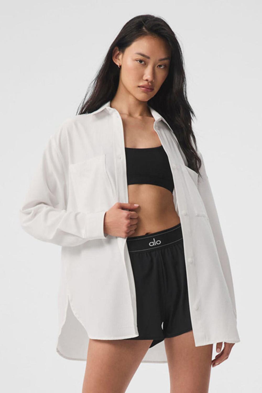 Manga Larga Alo Yoga Dreamscape Button Down Mujer Blancos | Mexico  APC-796830