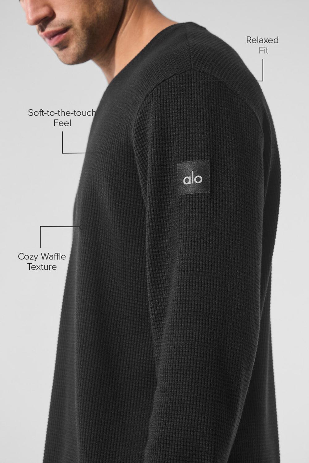 Manga Larga Alo Yoga Elevate Waffle Crew Hombre Negros | Mexico  DUK-609742