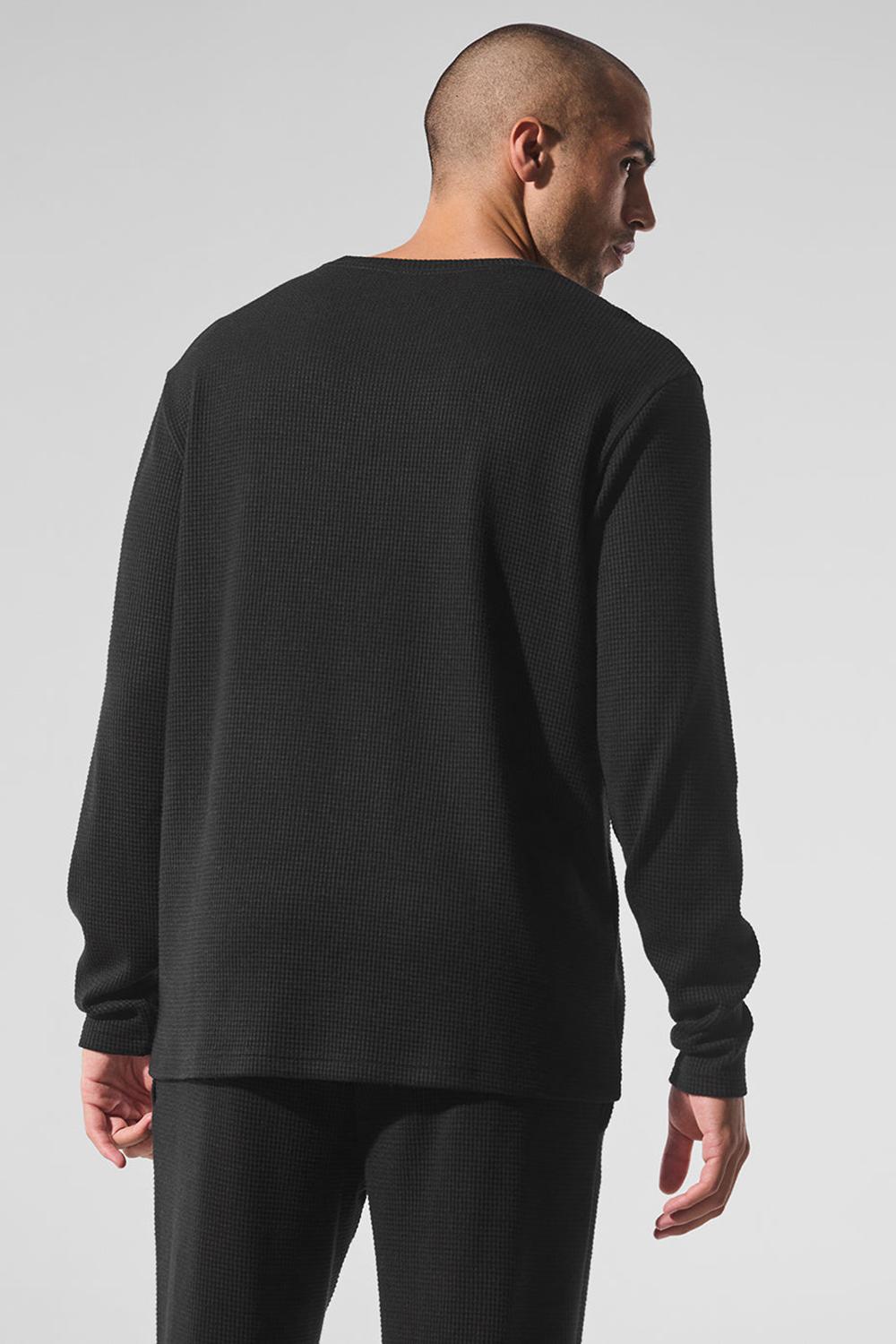 Manga Larga Alo Yoga Elevate Waffle Crew Hombre Negros | Mexico  DUK-609742