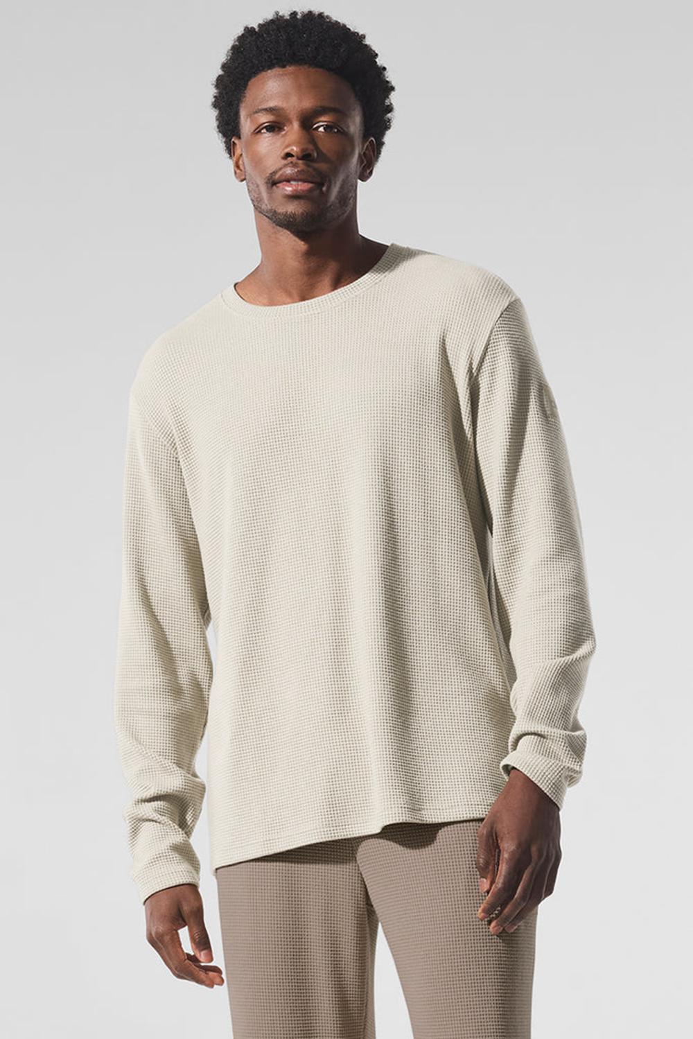 Manga Larga Alo Yoga Elevate Waffle Crew Hombre Bone | Mexico  YHC-597064