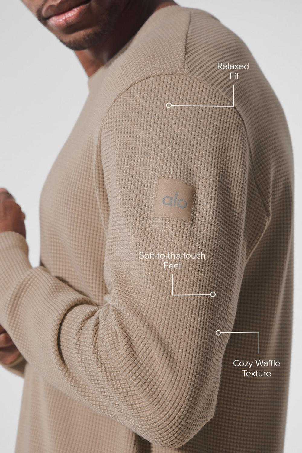 Manga Larga Alo Yoga Elevate Waffle Crew Hombre Gravel | Mexico  QNO-839054