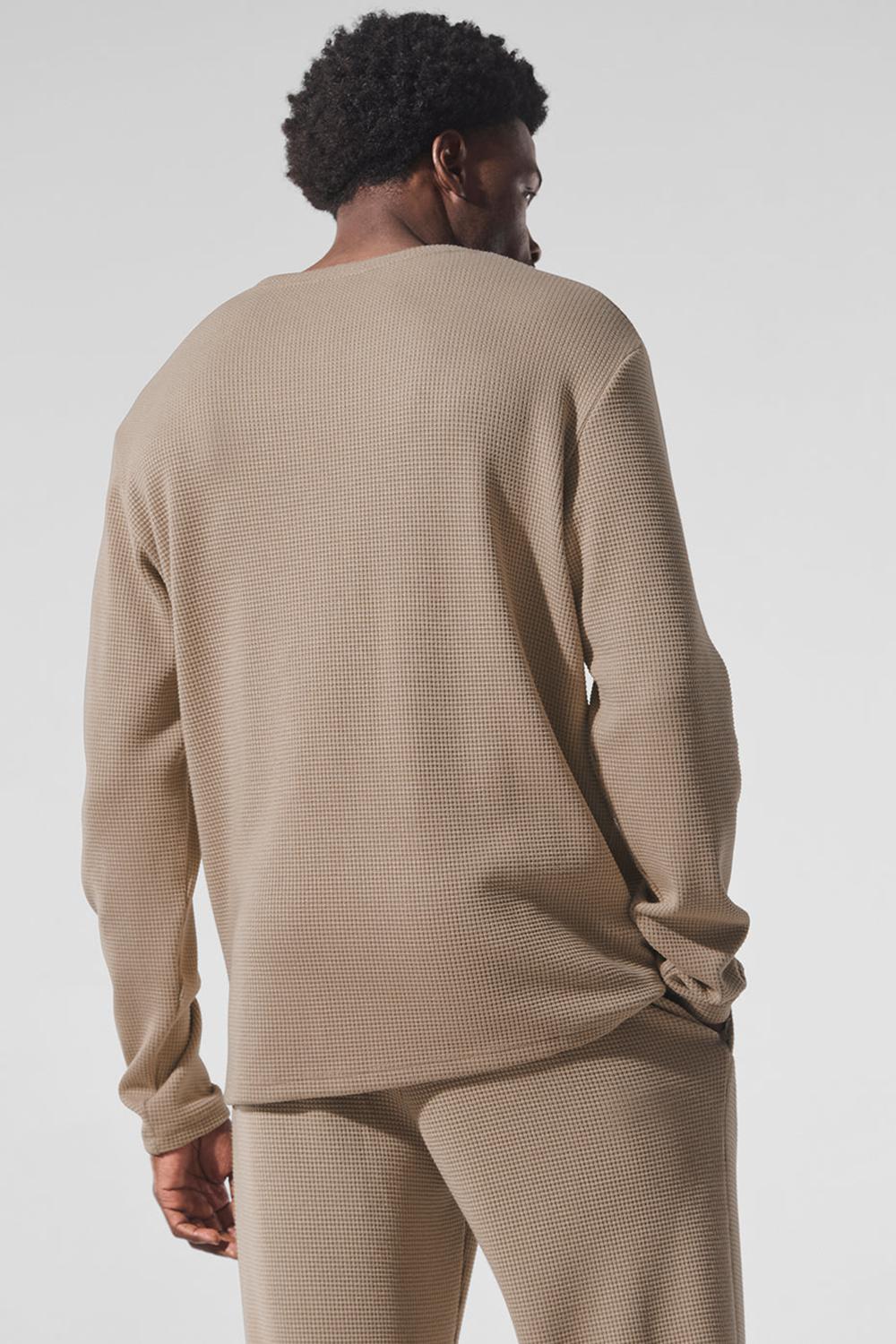 Manga Larga Alo Yoga Elevate Waffle Crew Hombre Gravel | Mexico  QNO-839054