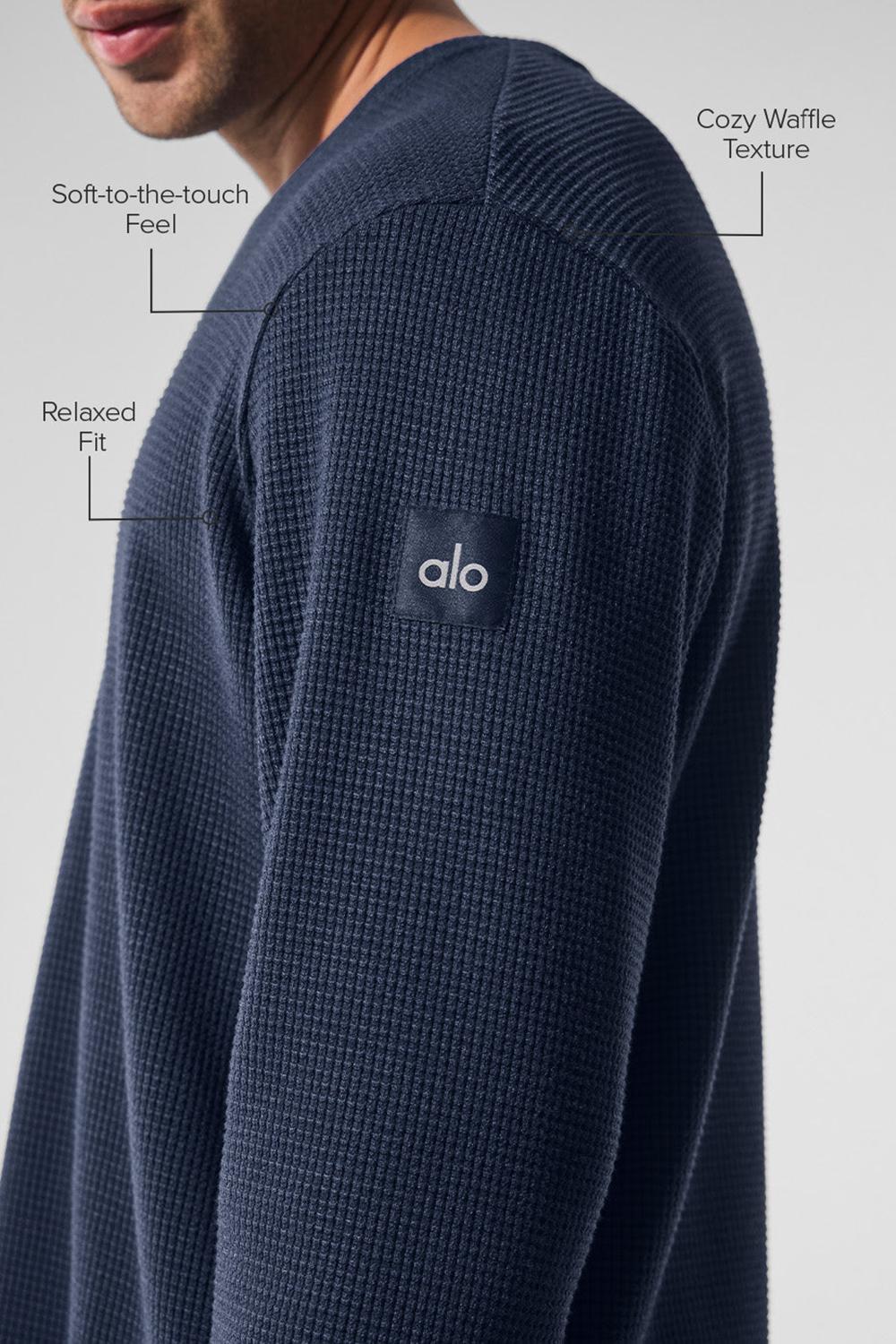 Manga Larga Alo Yoga Elevate Waffle Crew Hombre Azul Marino | Mexico  ORU-470198
