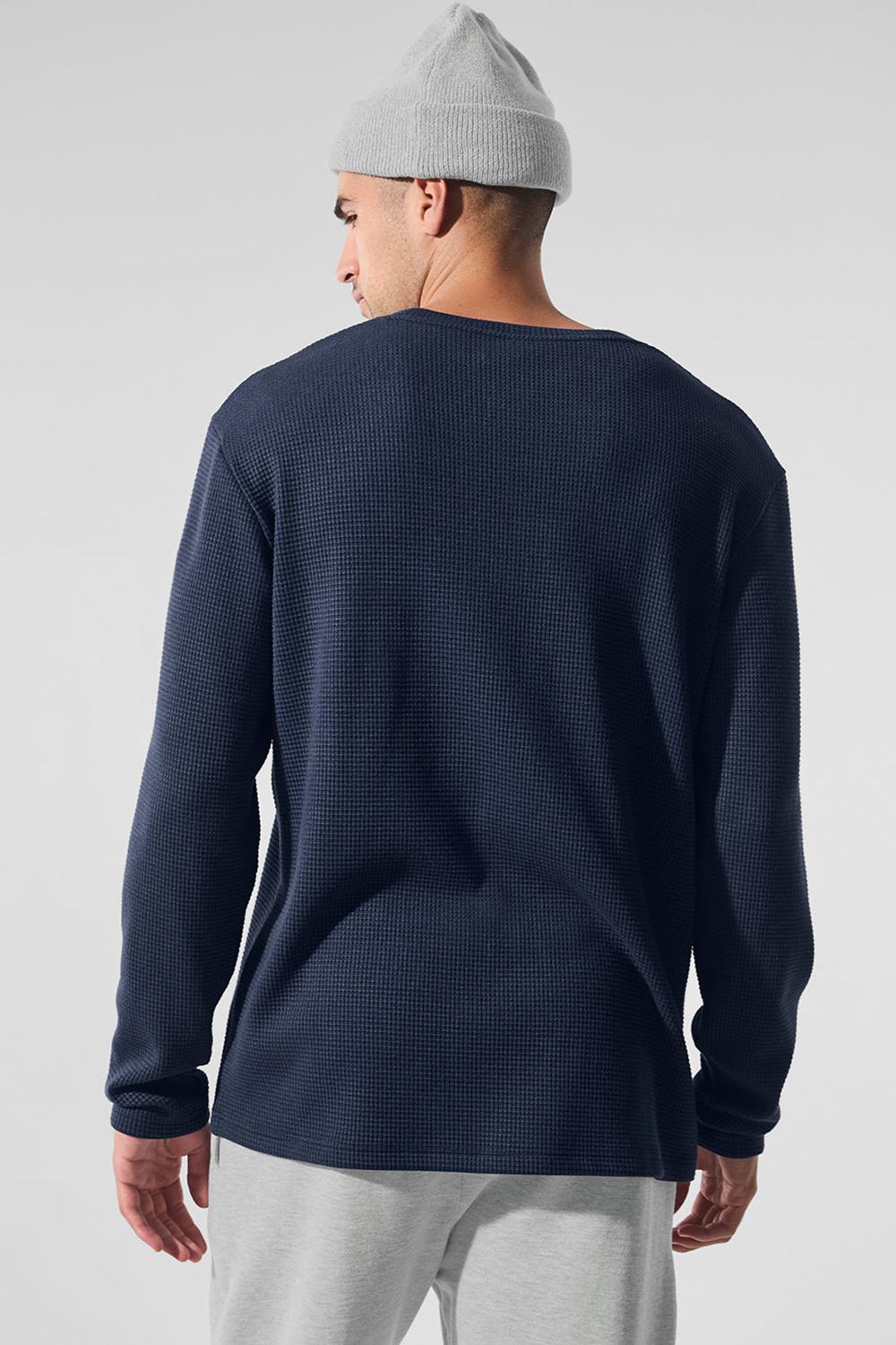 Manga Larga Alo Yoga Elevate Waffle Crew Hombre Azul Marino | Mexico  ORU-470198