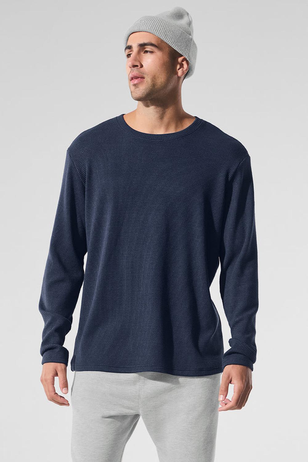 Manga Larga Alo Yoga Elevate Waffle Crew Hombre Azul Marino | Mexico  ORU-470198