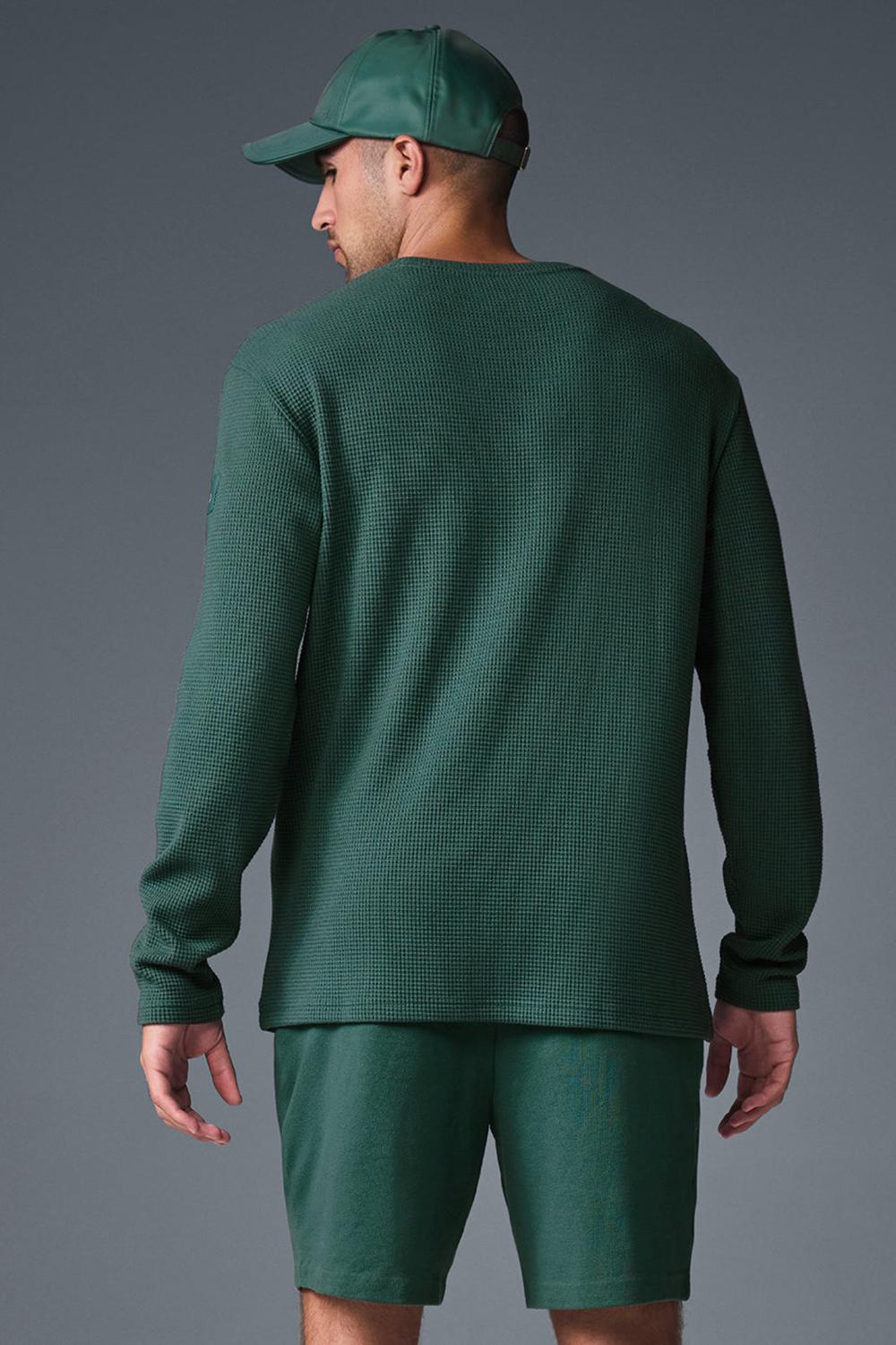 Manga Larga Alo Yoga Elevate Waffle Crew Hombre Winter Ivy | Mexico  YQA-196457