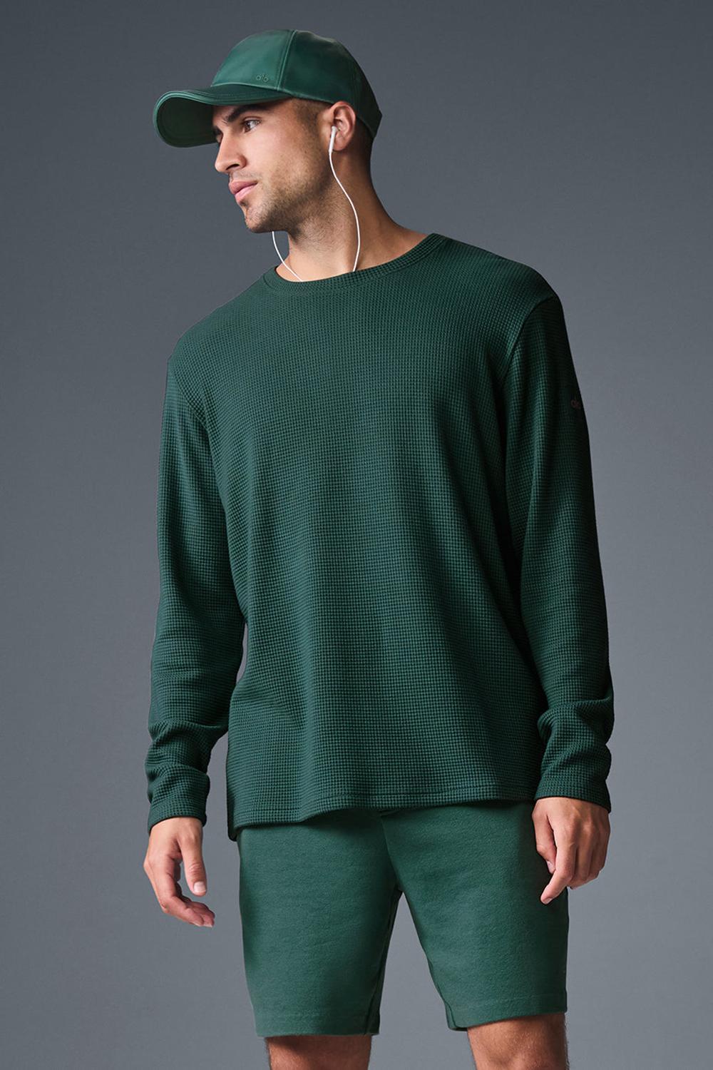 Manga Larga Alo Yoga Elevate Waffle Crew Hombre Winter Ivy | Mexico  YQA-196457