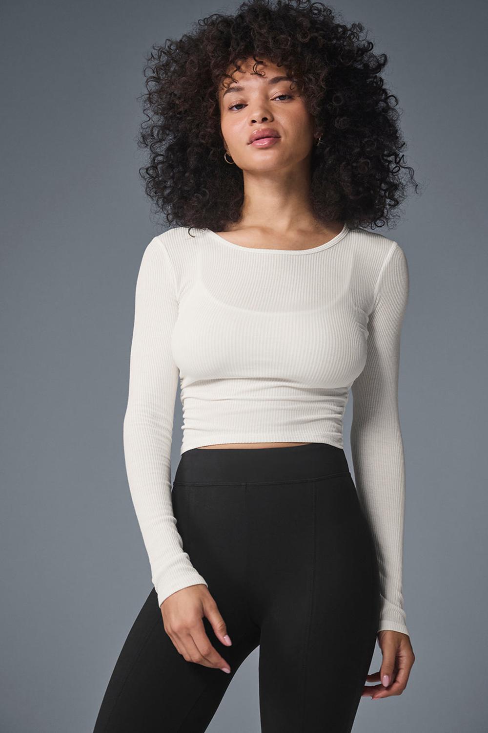Manga Larga Alo Yoga Gather Mujer Ivory | Mexico  YEJ-574390
