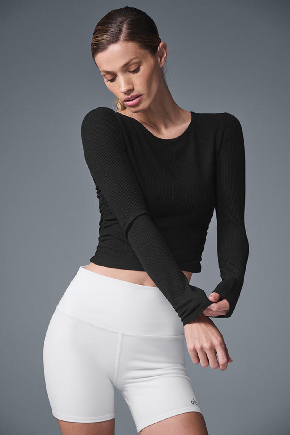 Manga Larga Alo Yoga Gather Mujer Negros | Mexico  IGB-978256
