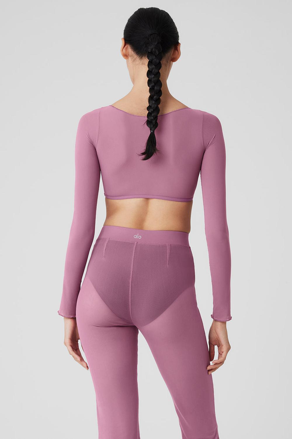 Manga Larga Alo Yoga Mesh Sheer Illusion Cropped Mujer Soft Mulberry | Mexico  DOQ-140632