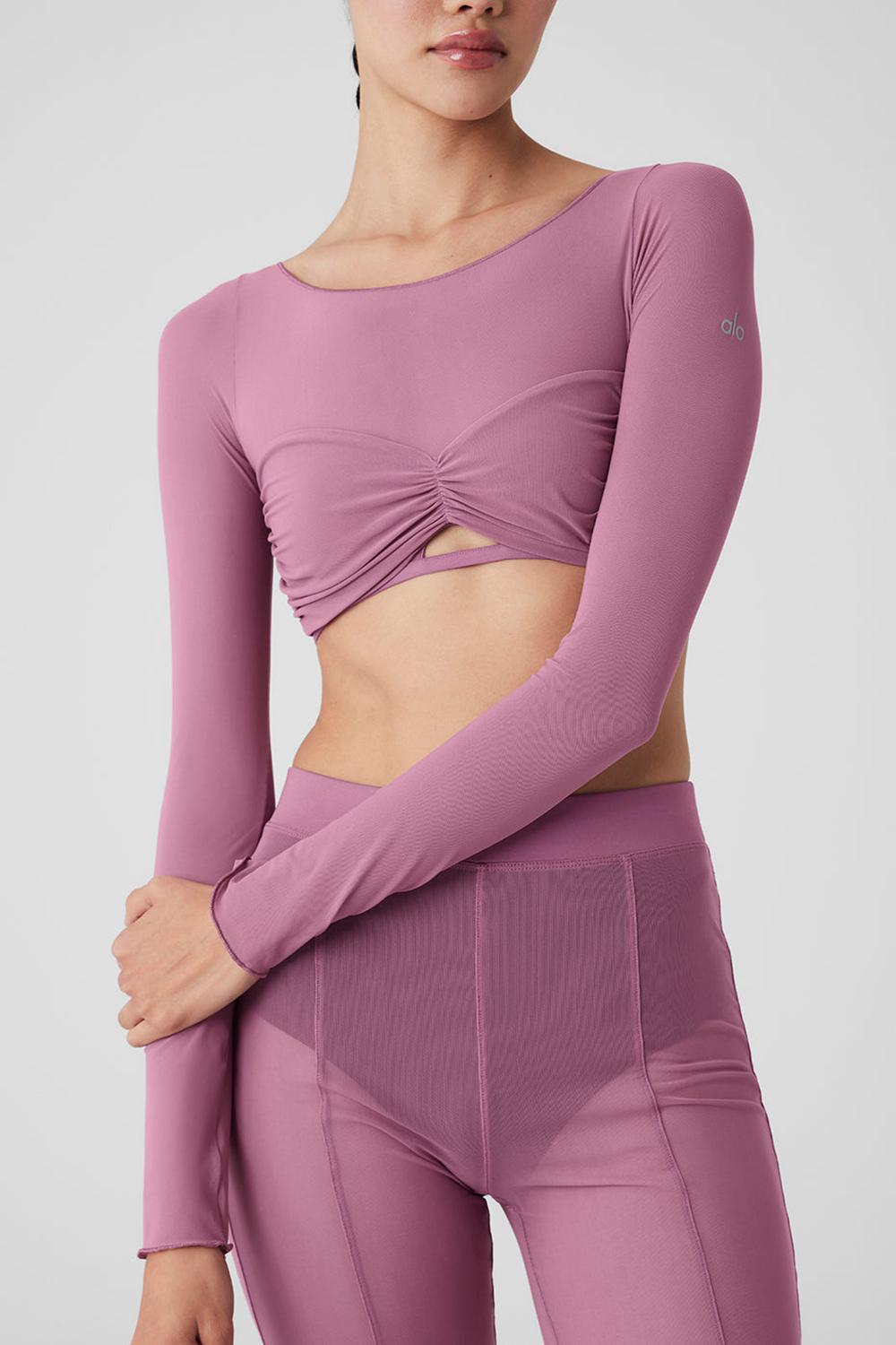 Manga Larga Alo Yoga Mesh Sheer Illusion Cropped Mujer Soft Mulberry | Mexico  DOQ-140632