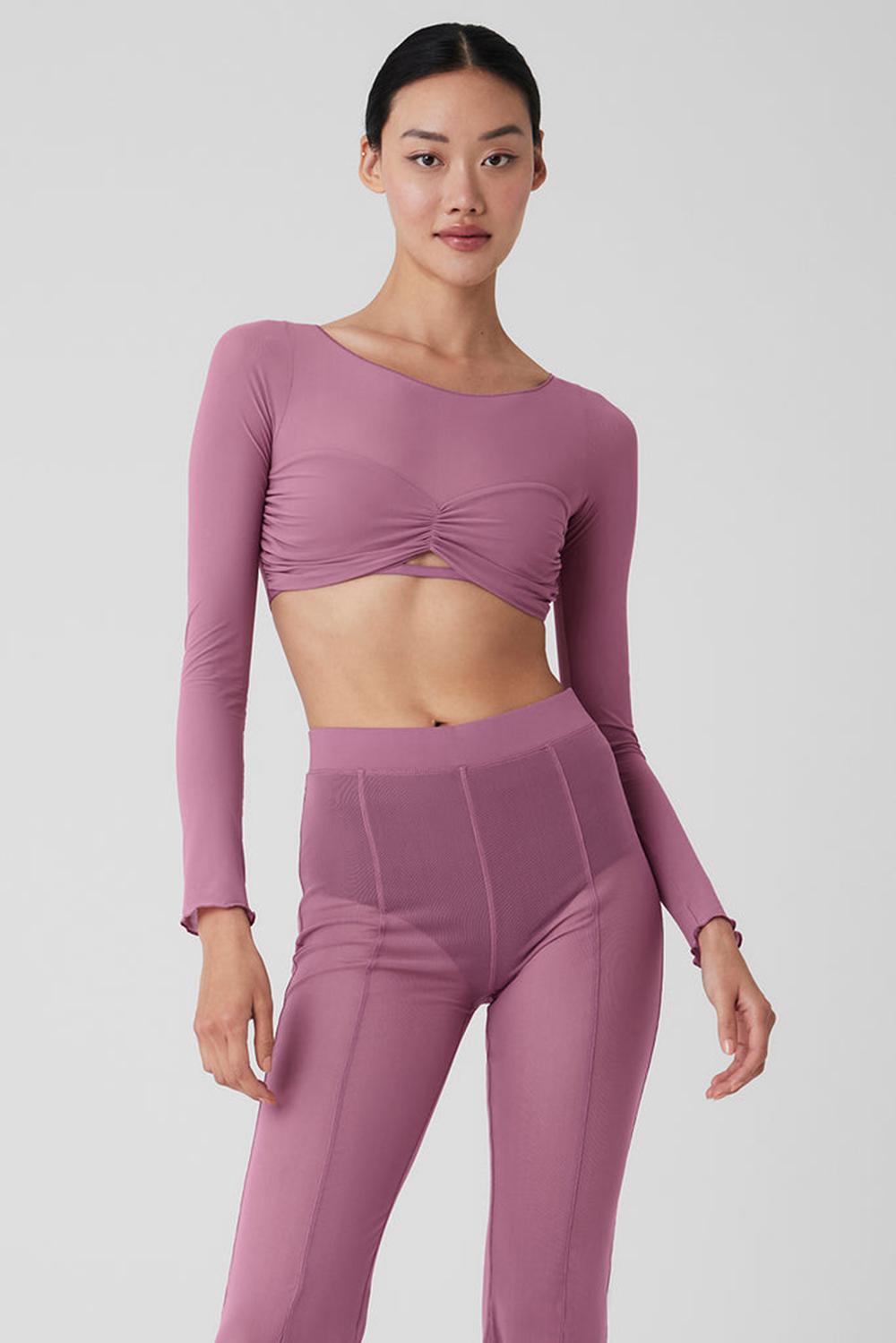Manga Larga Alo Yoga Mesh Sheer Illusion Cropped Mujer Soft Mulberry | Mexico  DOQ-140632