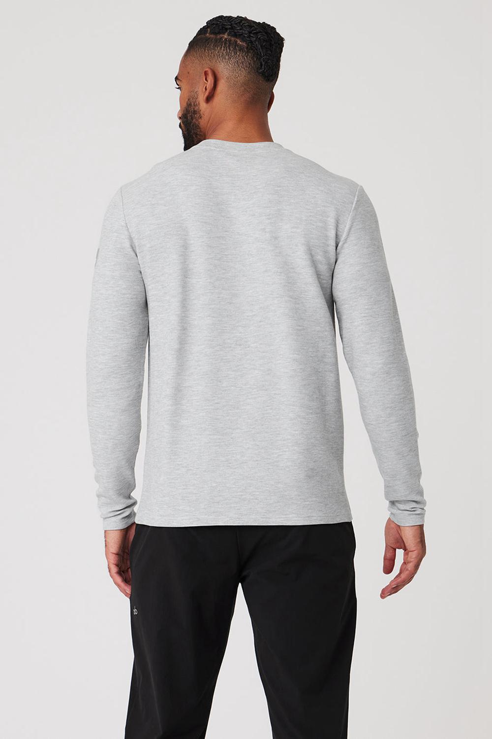 Manga Larga Alo Yoga Micro Waffle Fast Break Tee Hombre Grises | Mexico  YHK-975108