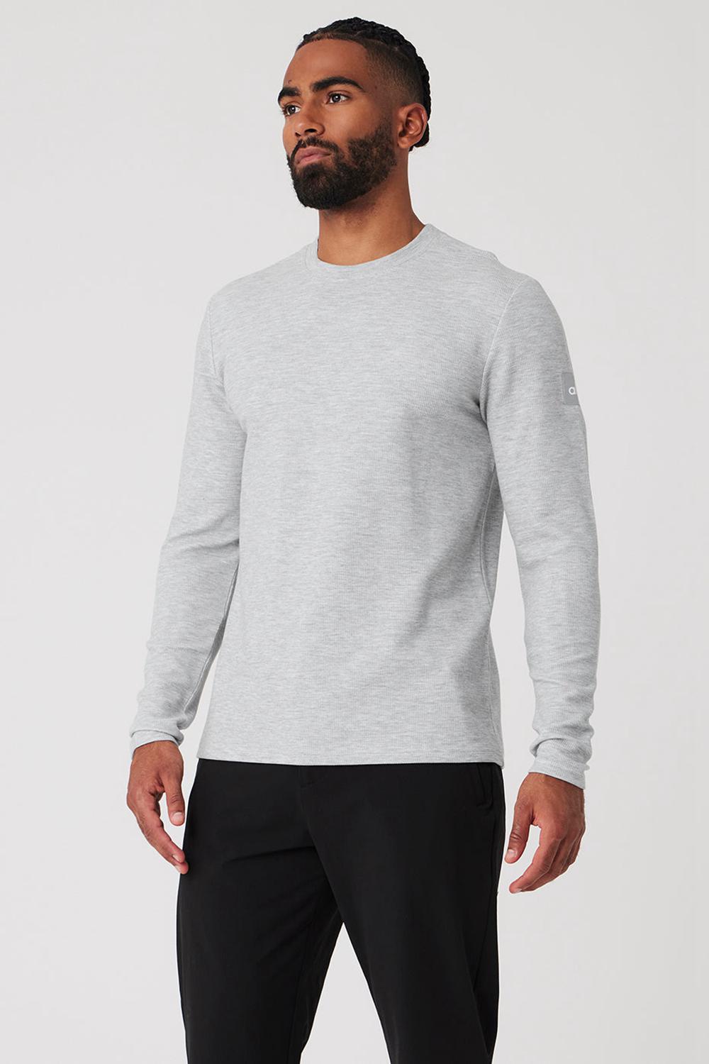 Manga Larga Alo Yoga Micro Waffle Fast Break Tee Hombre Grises | Mexico  YHK-975108