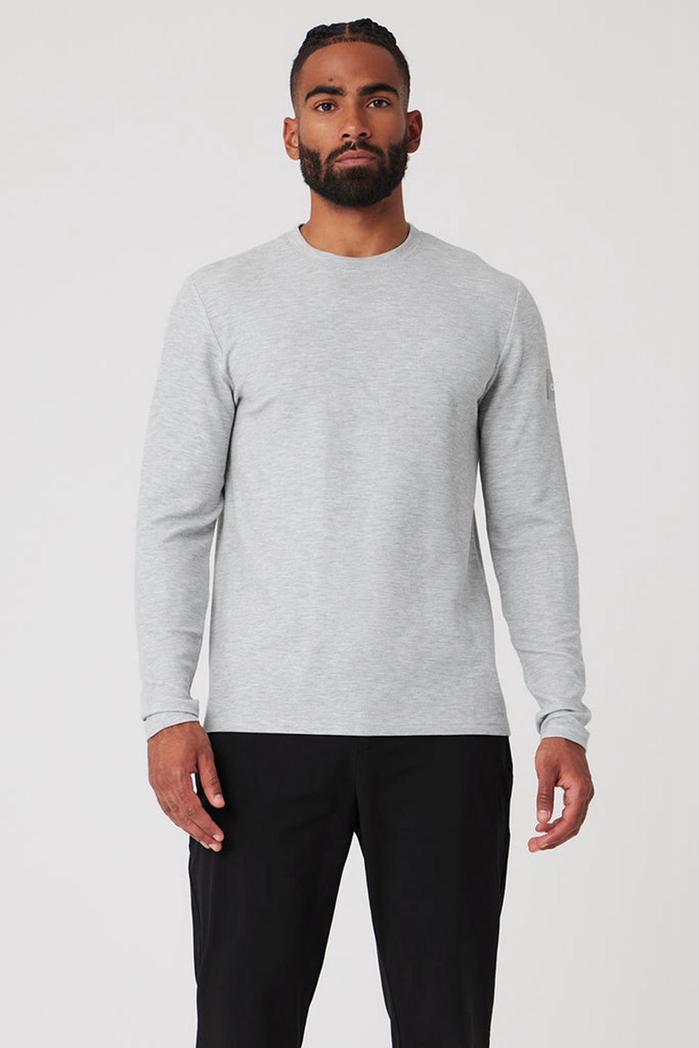 Manga Larga Alo Yoga Micro Waffle Fast Break Tee Hombre Grises | Mexico  YHK-975108