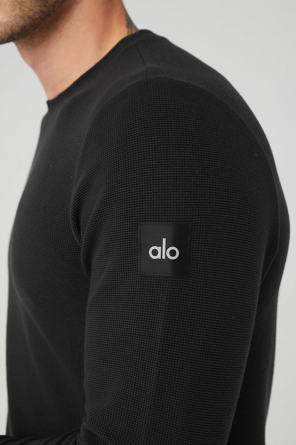 Manga Larga Alo Yoga Micro Waffle Fast Break Tee Hombre Negros | Mexico  WIV-694503