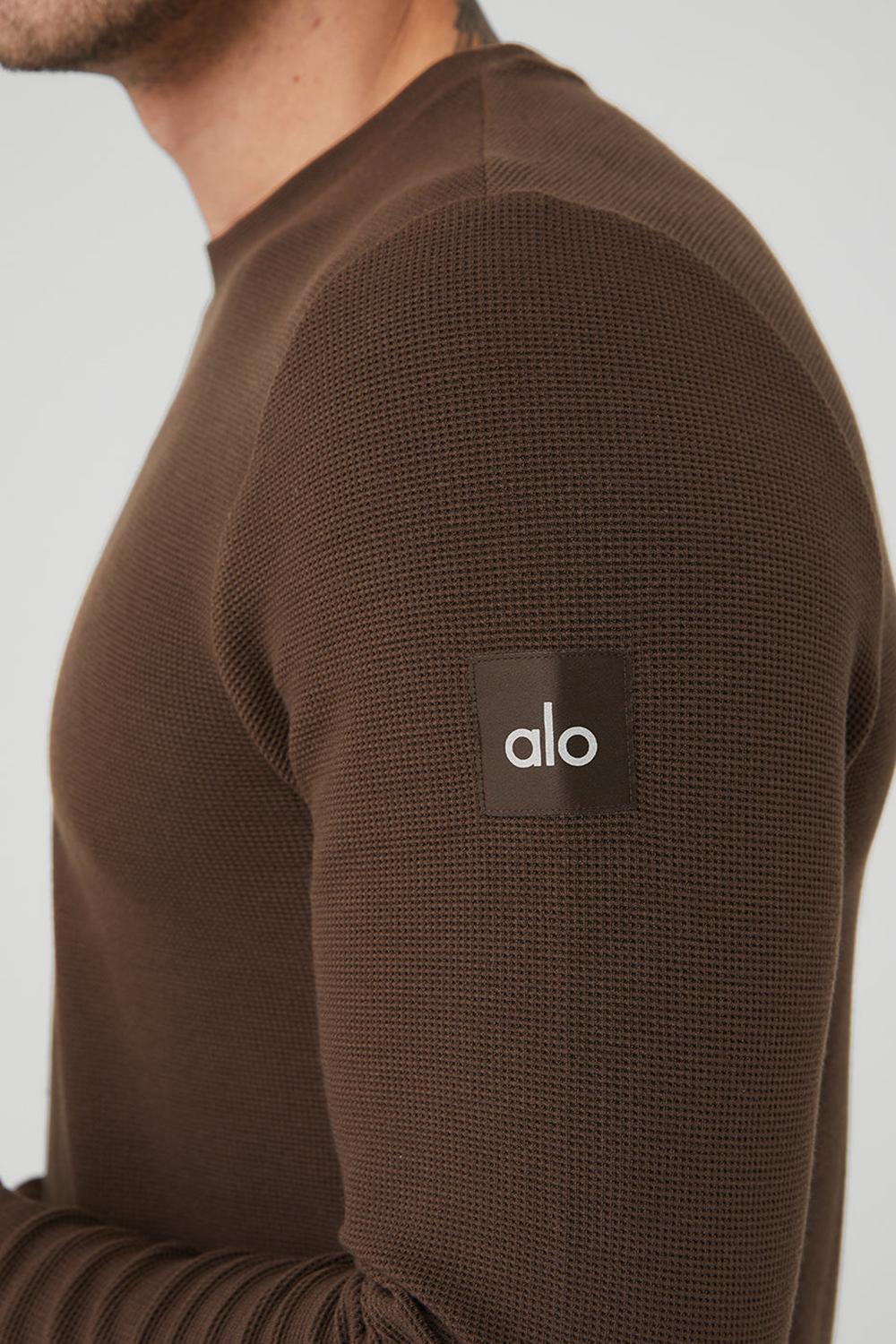 Manga Larga Alo Yoga Micro Waffle Fast Break Tee Hombre Espresso | Mexico  HFA-283147