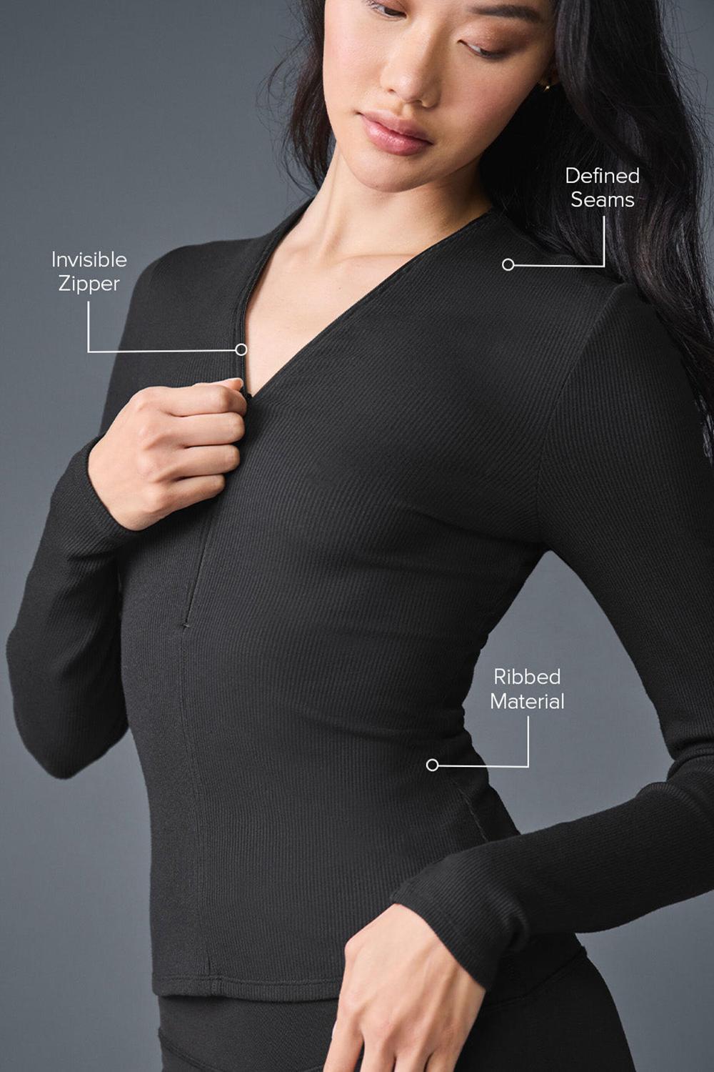 Manga Larga Alo Yoga Ribbed Mesmerize Mujer Negros | Mexico  CAH-312690