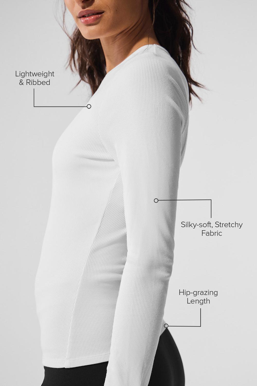 Manga Larga Alo Yoga Ribbed Modal Mujer Blancos | Mexico  ZPN-586043