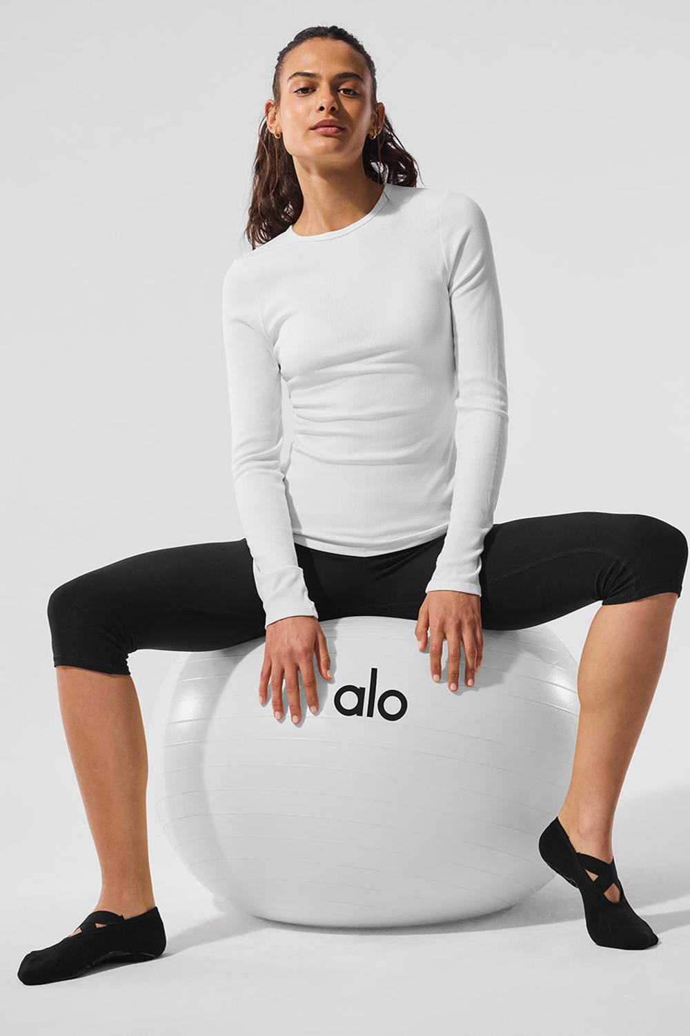 Manga Larga Alo Yoga Ribbed Modal Mujer Blancos | Mexico  ZPN-586043