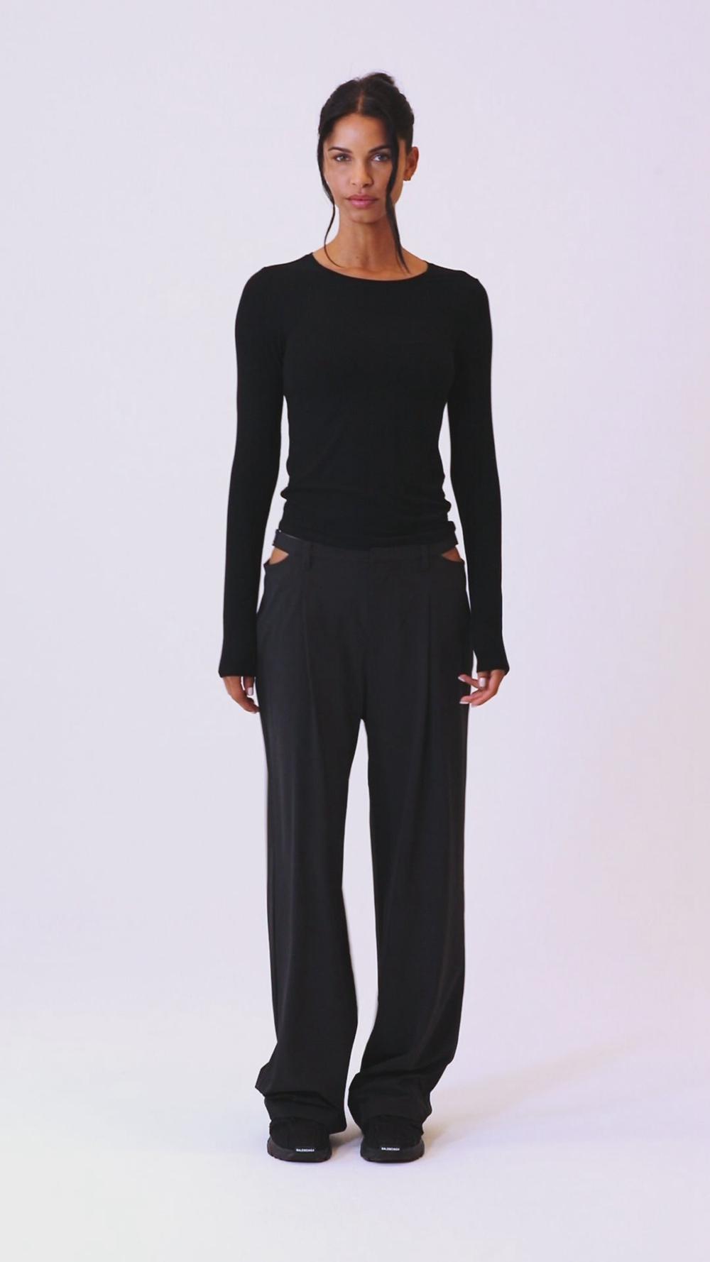 Manga Larga Alo Yoga Ribbed Sea Coast Mujer Negros | Mexico  KMI-621370