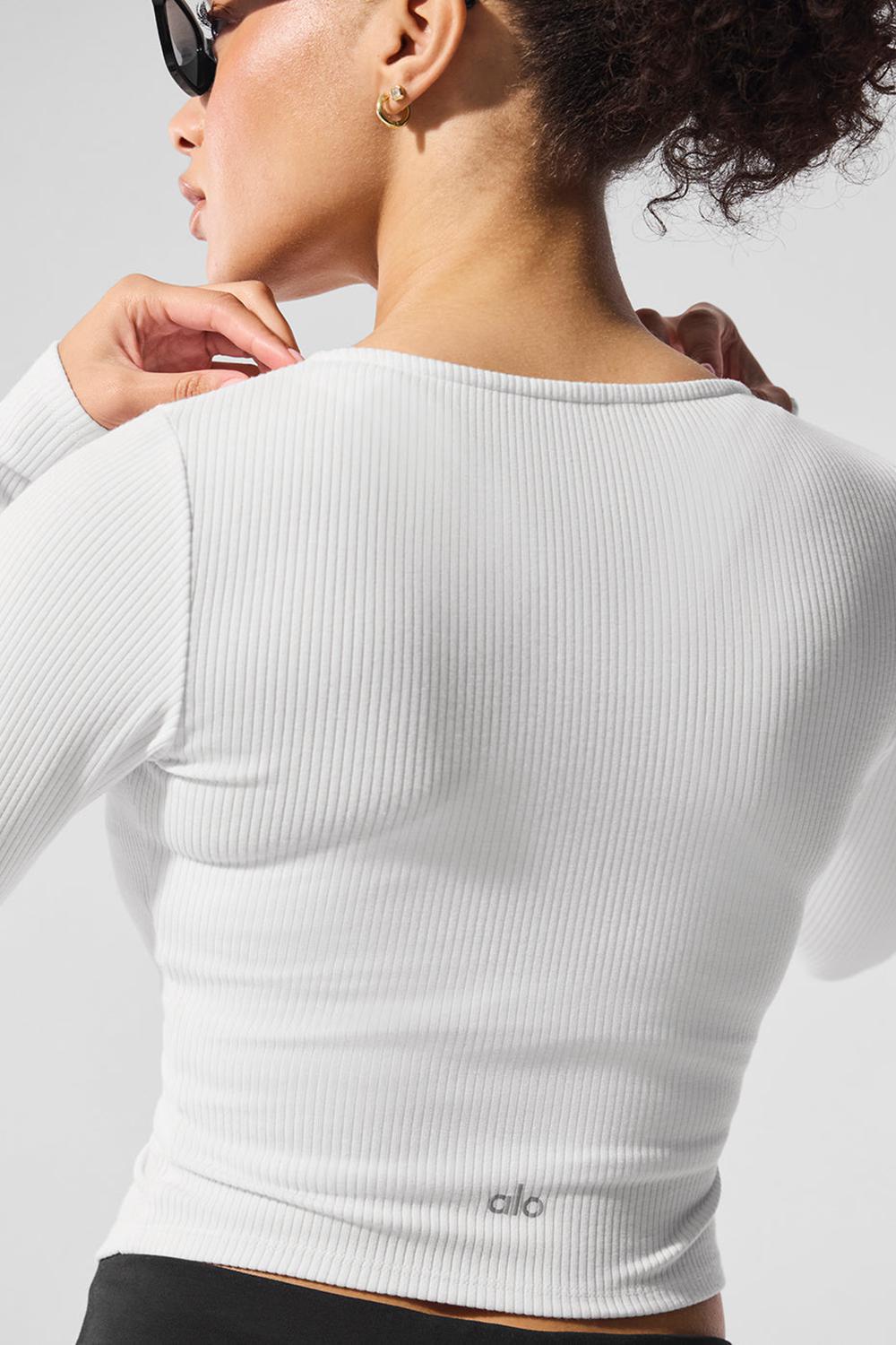 Manga Larga Alo Yoga Ribbed Stardust Mujer Blancos | Mexico  MZU-571364