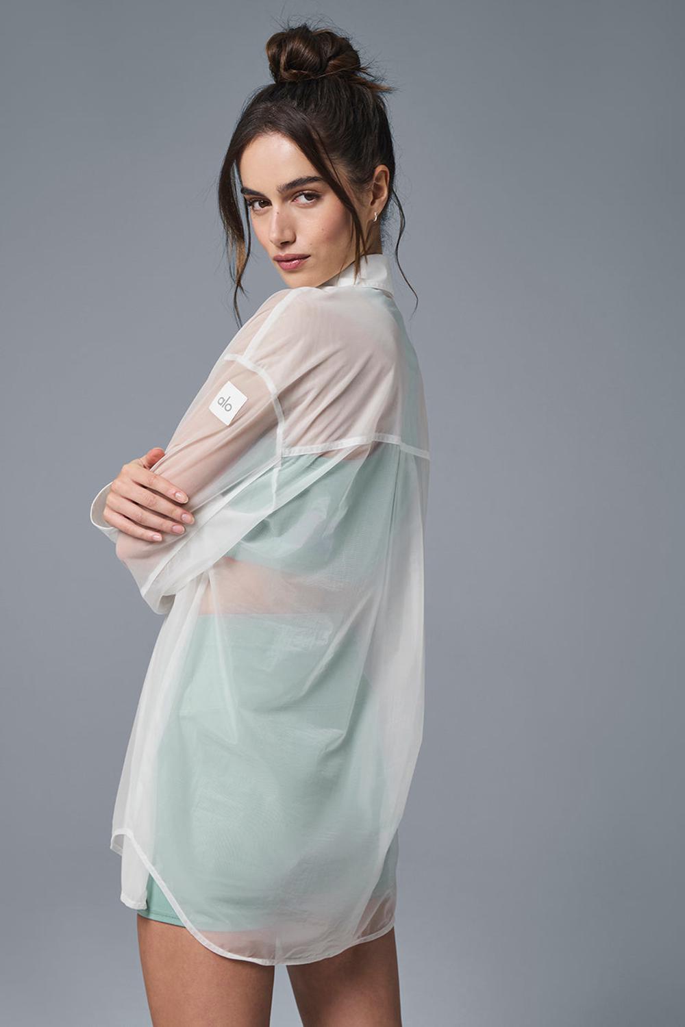 Manga Larga Alo Yoga Sheer Effusion Button Down Mujer Blancos | Mexico  JGZ-138759