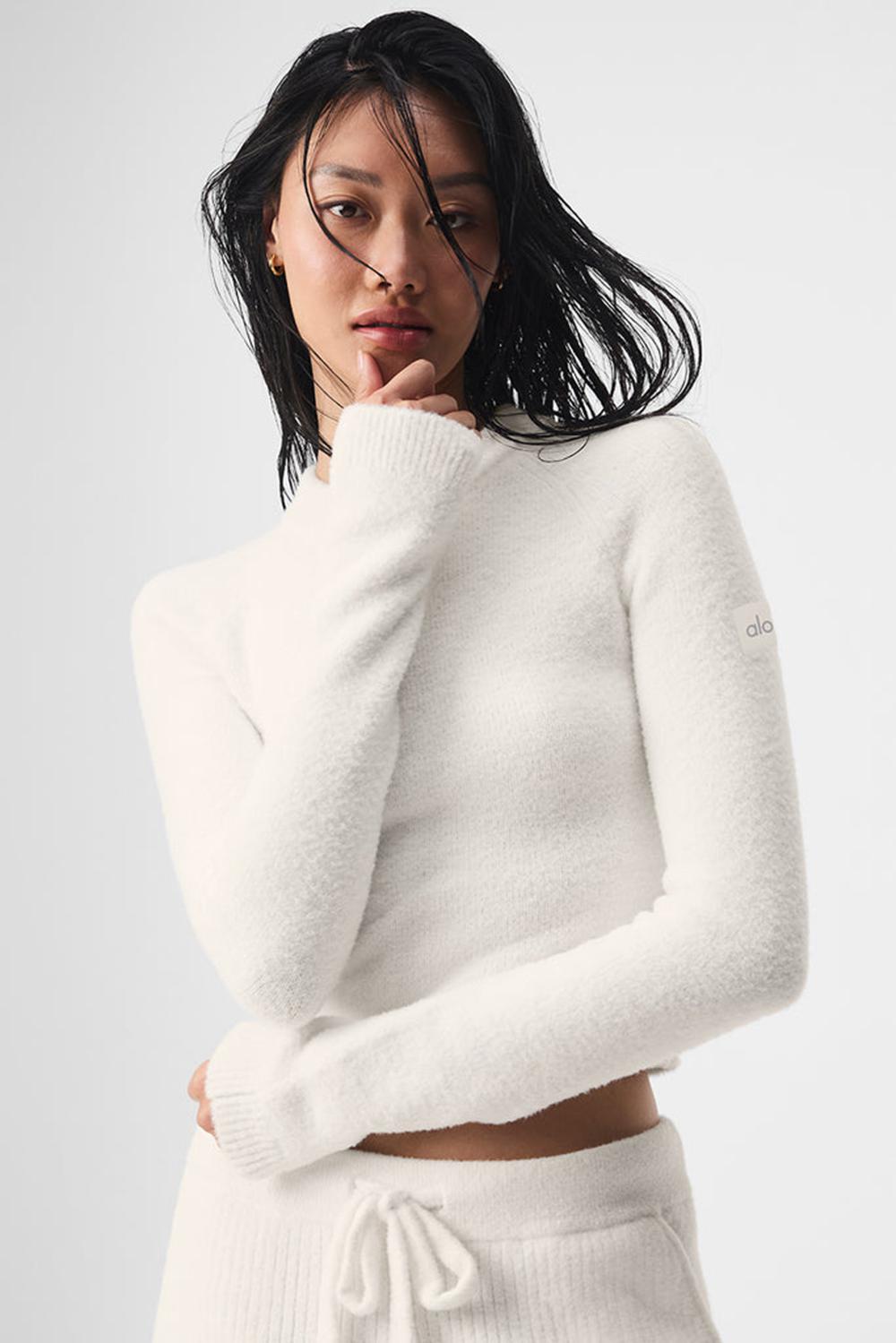 Manga Larga Alo Yoga Snuggle Up Mujer Ivory | Mexico  JEY-923645