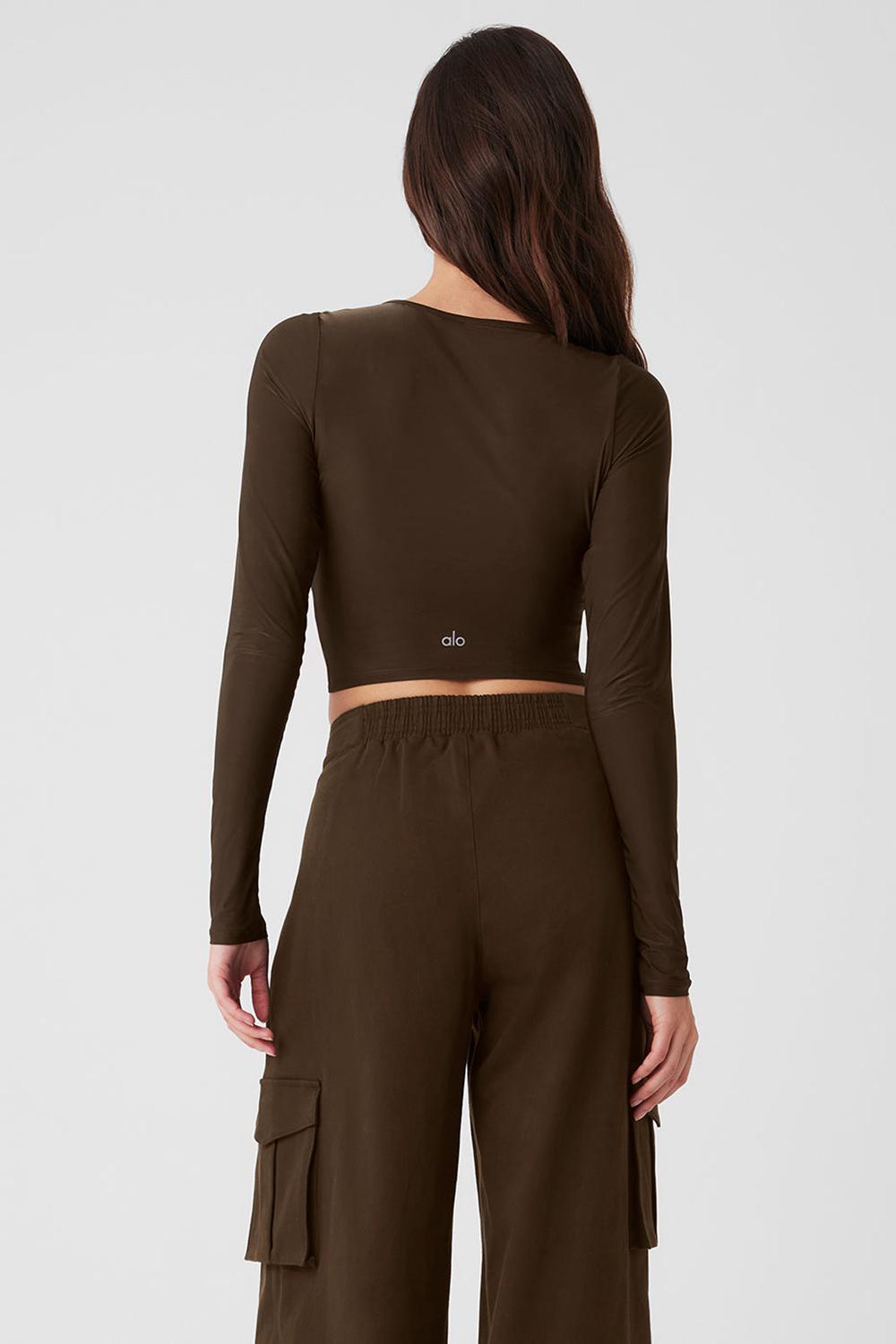 Manga Larga Alo Yoga Standout Mujer Espresso | Mexico  XBG-184036