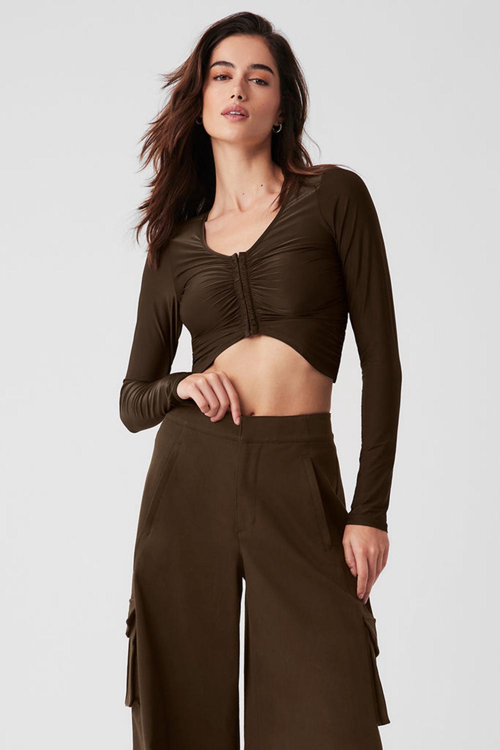 Manga Larga Alo Yoga Standout Mujer Espresso | Mexico  XBG-184036