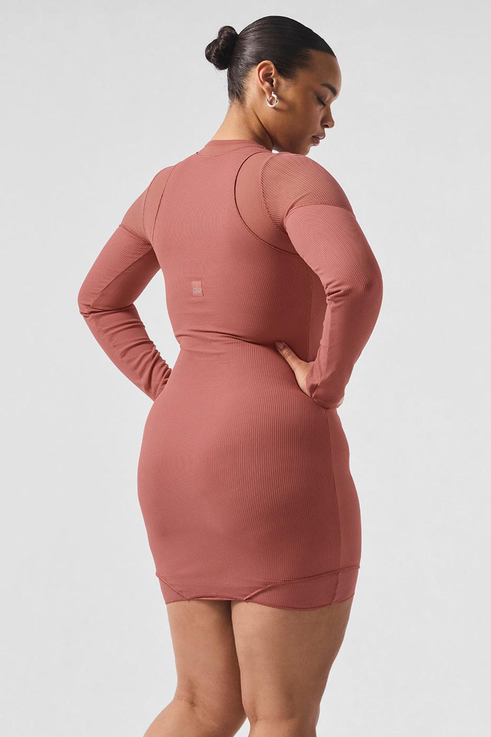 Manga Larga Alo Yoga Striped Mesh Synergy Mujer Soft Terracotta | Mexico  GJK-934780