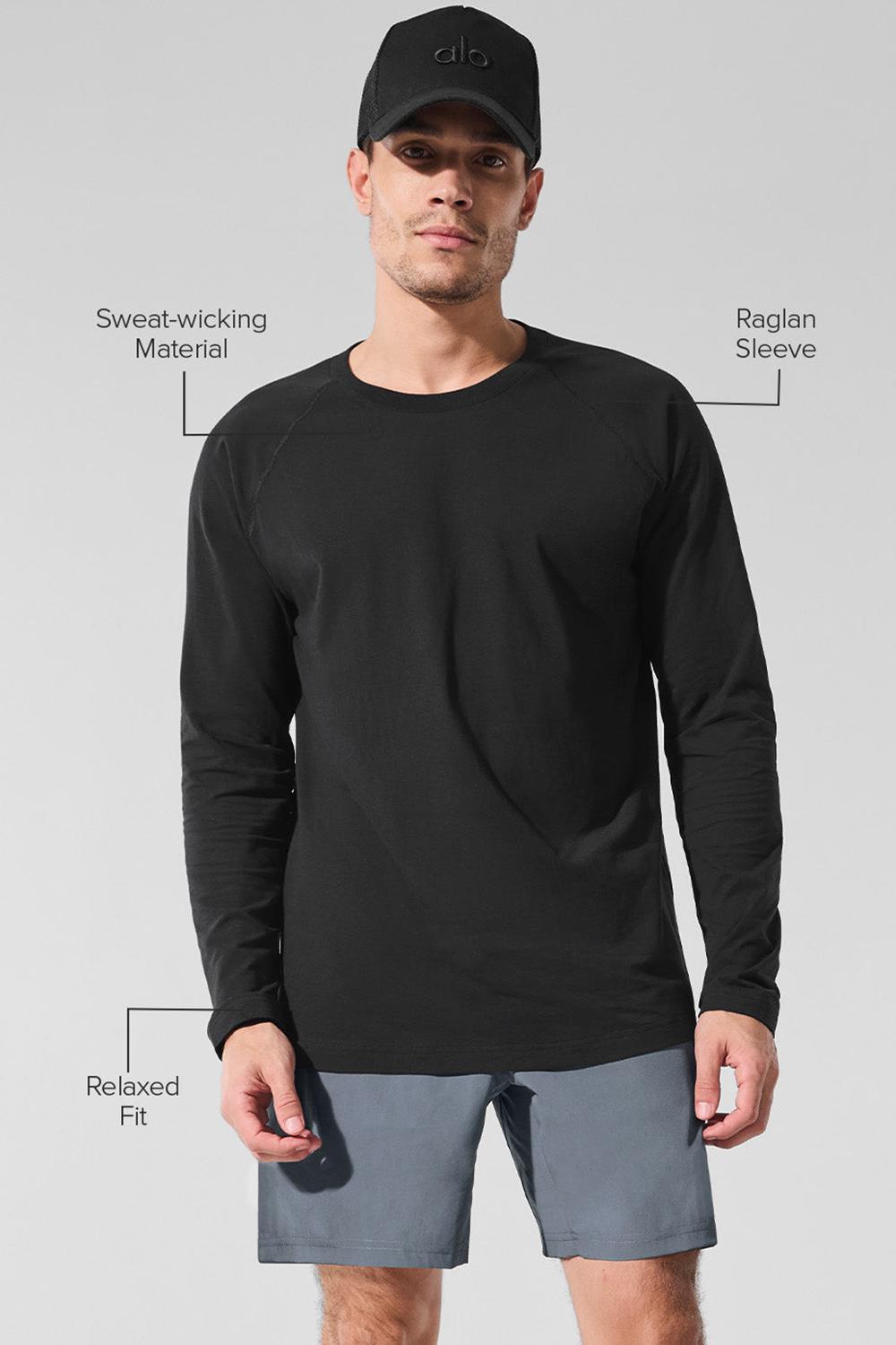Manga Larga Alo Yoga Vapor Crewneck Hombre Negros | Mexico  SEX-713985