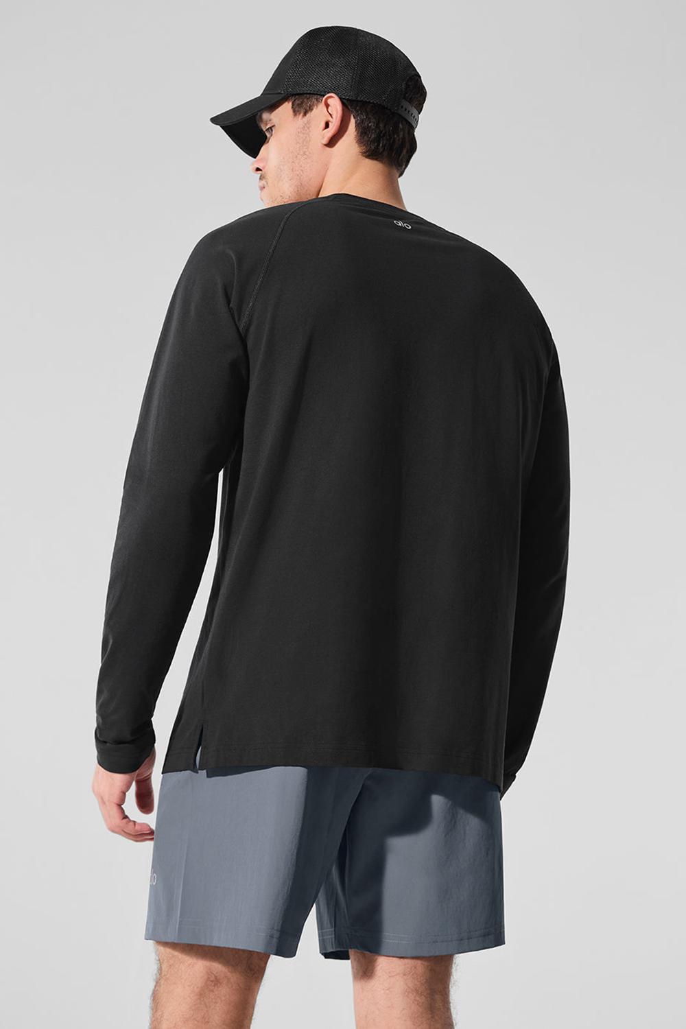 Manga Larga Alo Yoga Vapor Crewneck Hombre Negros | Mexico  SEX-713985
