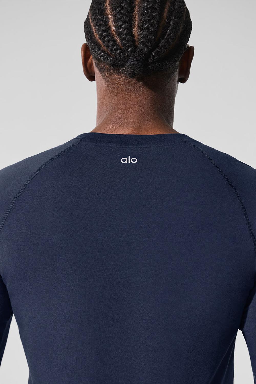 Manga Larga Alo Yoga Vapor Crewneck Hombre Azul Marino | Mexico  EVG-746258