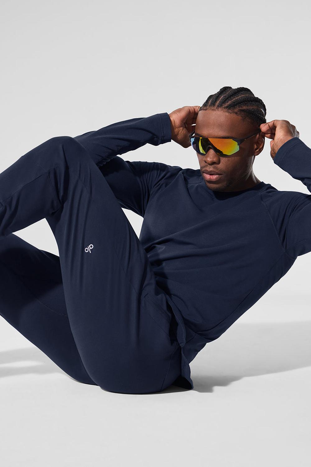 Manga Larga Alo Yoga Vapor Crewneck Hombre Azul Marino | Mexico  EVG-746258